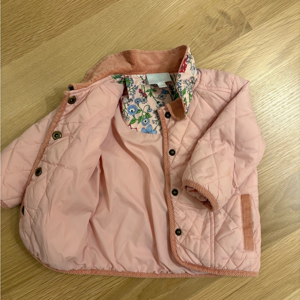 Little English Quilted Jacket (pink with corduroy trim)